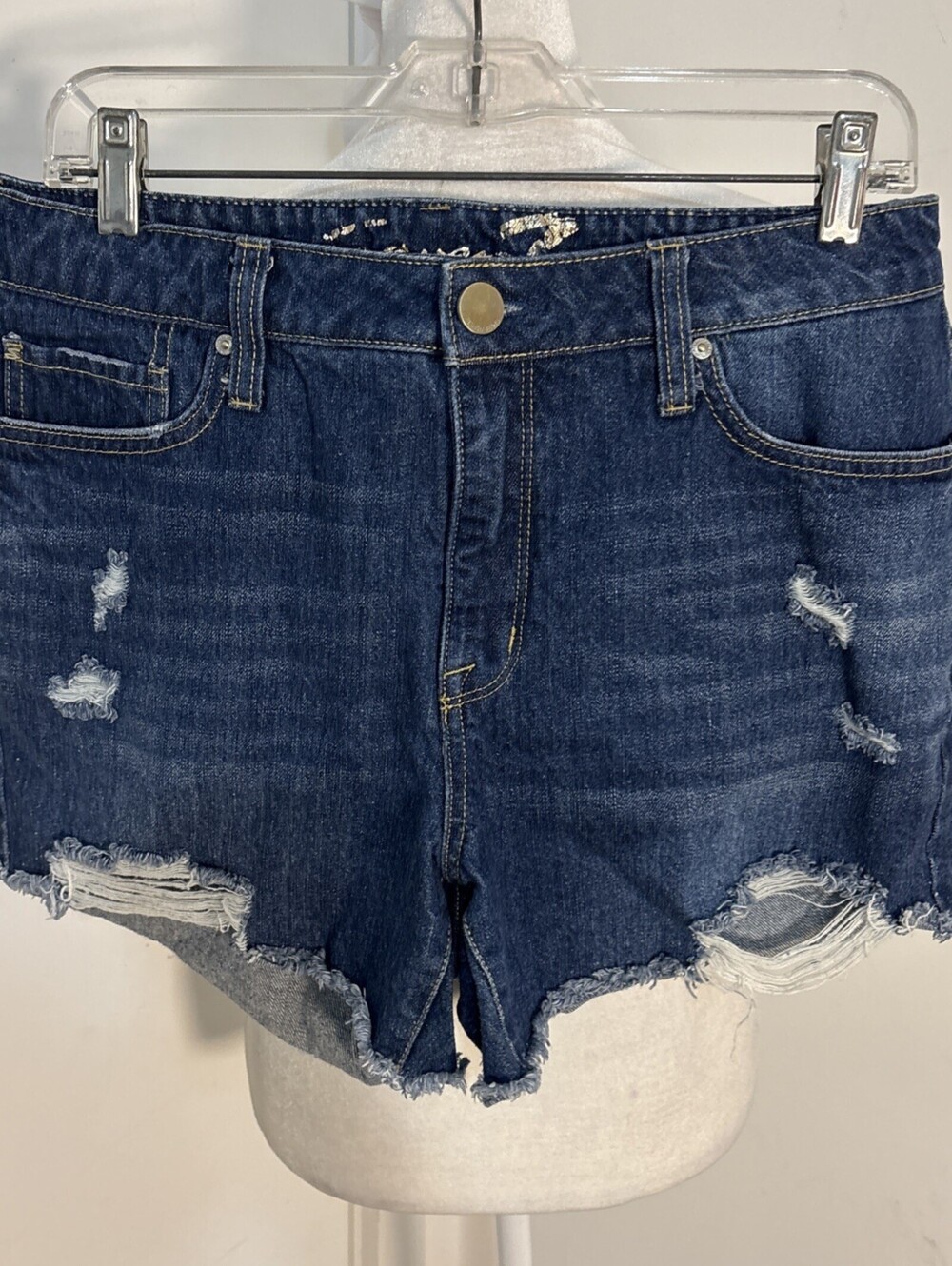 Seven7  Women's Jean Shorts size 10 Mid Rise Blue Denim (Waist 34 L4”)